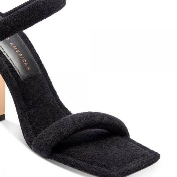 NEW Good American Women's Terry Slip On High Heel Sandals in Black - Picture 5 of 8